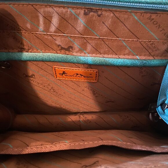 Teal Embroidered Western-Style Purse with Embroidery - Picture 4 of 4